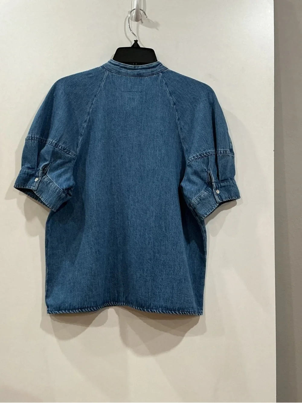 Zara Blue Denim Tie-Neck Top